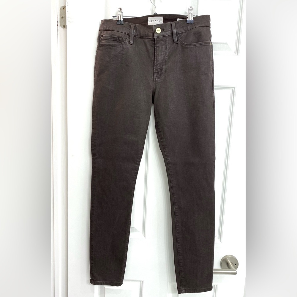 Frame Denim Coated Le Skinny de Jeanne in Brown - Like New